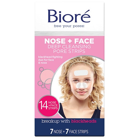 Biore Nose + Face Deep Cleansing Pore Strips Scented, Combo White