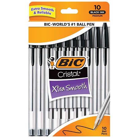 BIC Cristal Xtra Smooth Ballpoint Pen, For Everyday Writing Activities Medium Point Black
