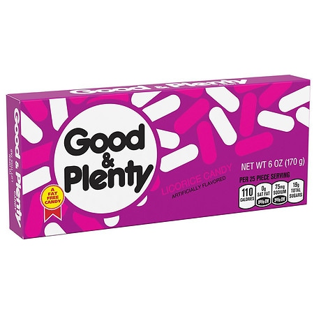 Good & Plenty Candy, Fat Free, Box Licorice